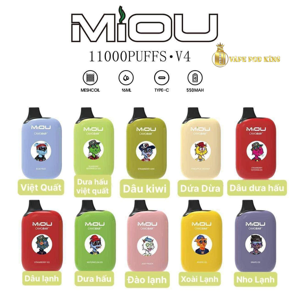 Miou V4 11000 Hơi - Pod 1 Lần