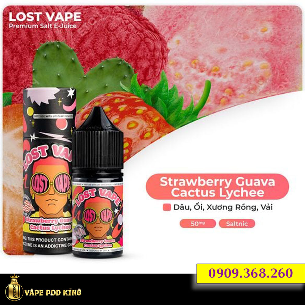 Lost Vape Premium Dâu Ổi Vải Xương Rồng - Strawberry Guava Cactus Lychee 30ml