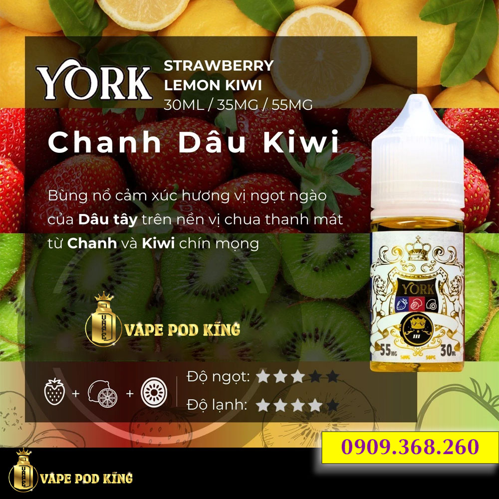 York Chanh Dâu Kiwi - Kiwi Strawberry Lemon 30ml